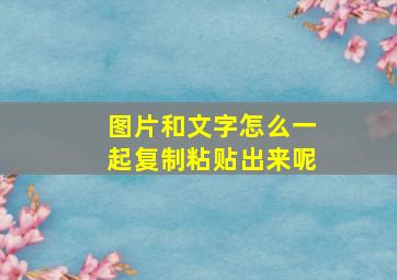 图片和文字怎么一起复制粘贴出来呢