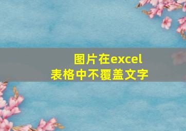 图片在excel表格中不覆盖文字