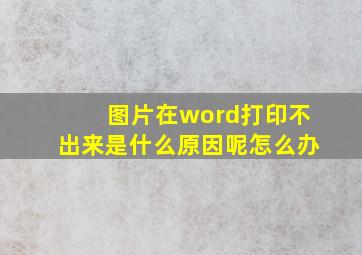 图片在word打印不出来是什么原因呢怎么办