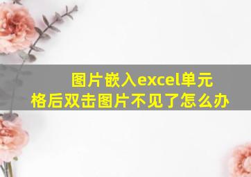 图片嵌入excel单元格后双击图片不见了怎么办