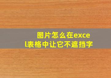 图片怎么在excel表格中让它不遮挡字