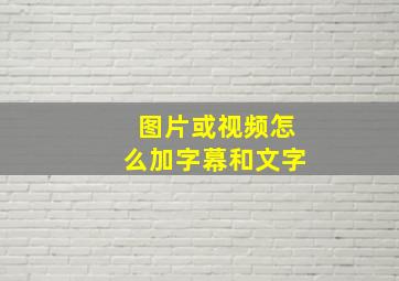 图片或视频怎么加字幕和文字