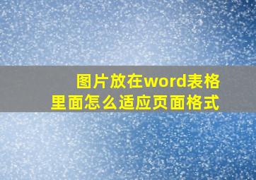 图片放在word表格里面怎么适应页面格式