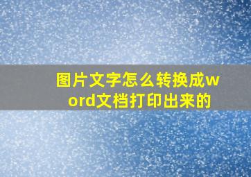 图片文字怎么转换成word文档打印出来的