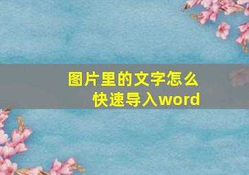 图片里的文字怎么快速导入word