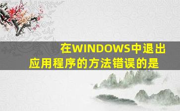 在WINDOWS中退出应用程序的方法错误的是