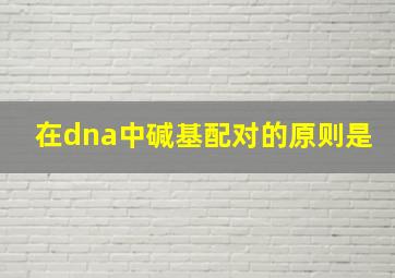 在dna中碱基配对的原则是