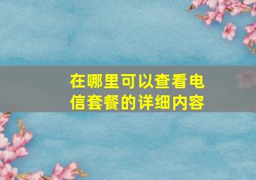 在哪里可以查看电信套餐的详细内容