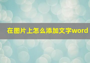 在图片上怎么添加文字word