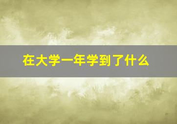 在大学一年学到了什么