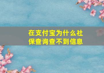 在支付宝为什么社保查询查不到信息