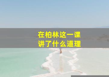 在柏林这一课讲了什么道理