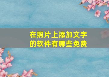 在照片上添加文字的软件有哪些免费