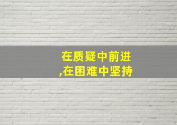 在质疑中前进,在困难中坚持