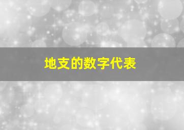 地支的数字代表