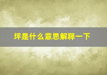 坪是什么意思解释一下