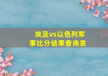 埃及vs以色列军事比分结果查询表