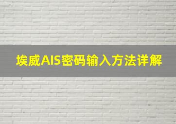 埃威AIS密码输入方法详解