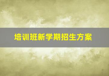 培训班新学期招生方案