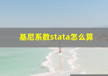 基尼系数stata怎么算