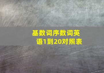 基数词序数词英语1到20对照表