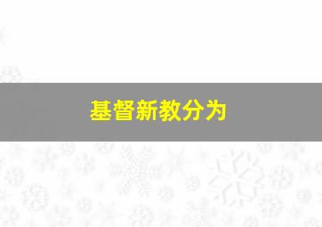 基督新教分为