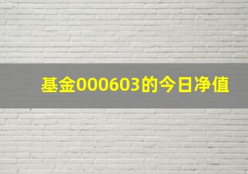 基金000603的今日净值