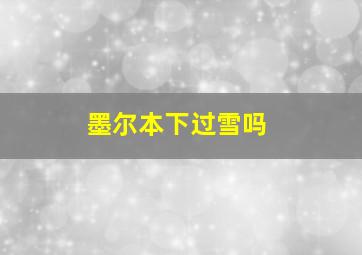 墨尔本下过雪吗