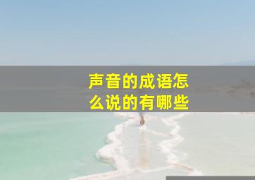 声音的成语怎么说的有哪些