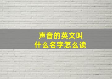 声音的英文叫什么名字怎么读