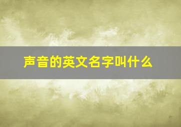 声音的英文名字叫什么