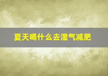 夏天喝什么去湿气减肥