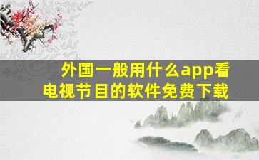 外国一般用什么app看电视节目的软件免费下载