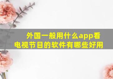 外国一般用什么app看电视节目的软件有哪些好用