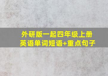 外研版一起四年级上册英语单词短语+重点句子