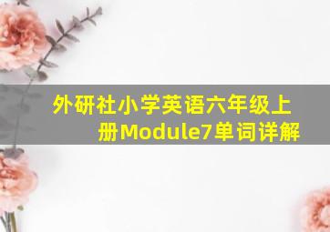 外研社小学英语六年级上册Module7单词详解