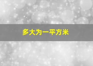 多大为一平方米