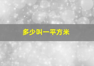 多少叫一平方米