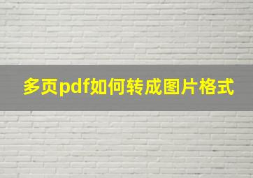 多页pdf如何转成图片格式