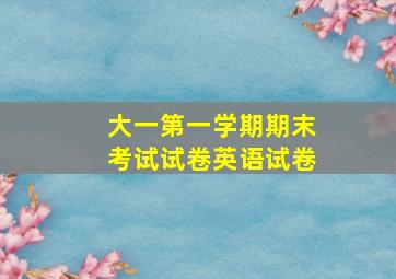 大一第一学期期末考试试卷英语试卷