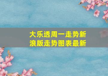 大乐透周一走势新浪版走势图表最新