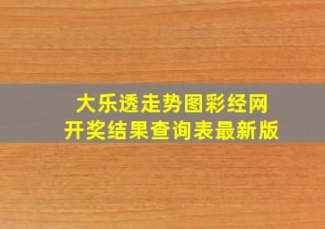 大乐透走势图彩经网开奖结果查询表最新版