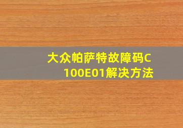 大众帕萨特故障码C100E01解决方法