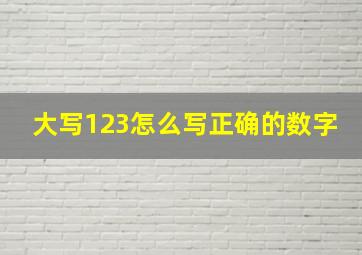 大写123怎么写正确的数字