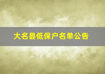 大名县低保户名单公告