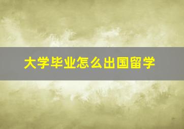 大学毕业怎么出国留学