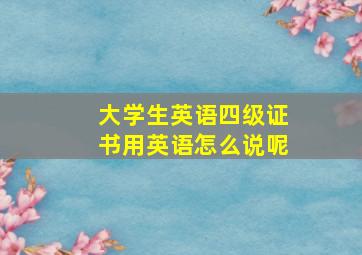 大学生英语四级证书用英语怎么说呢