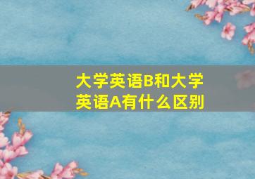 大学英语B和大学英语A有什么区别