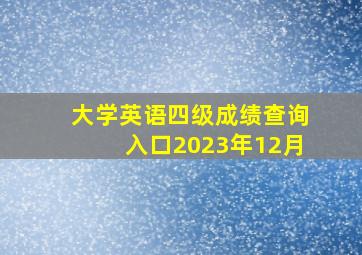 大学英语四级成绩查询入口2023年12月