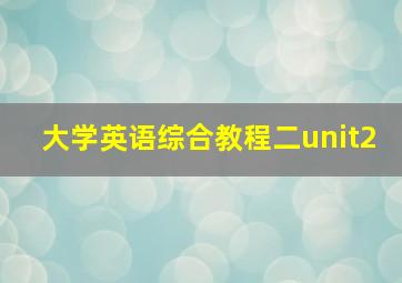 大学英语综合教程二unit2